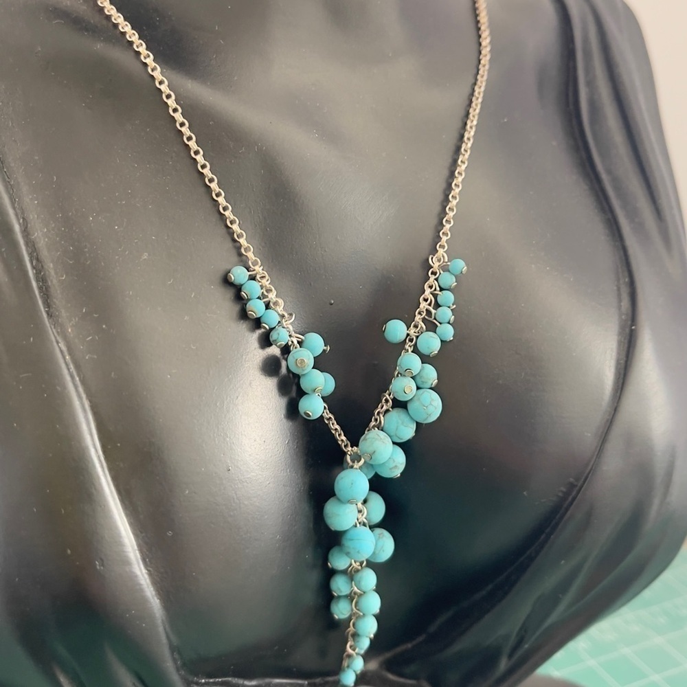 Sterling silver possible turquoise necklace - Picture 3 of 7